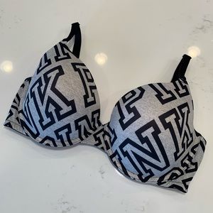 VS Pink gray logo lightly lined t-shirt bra